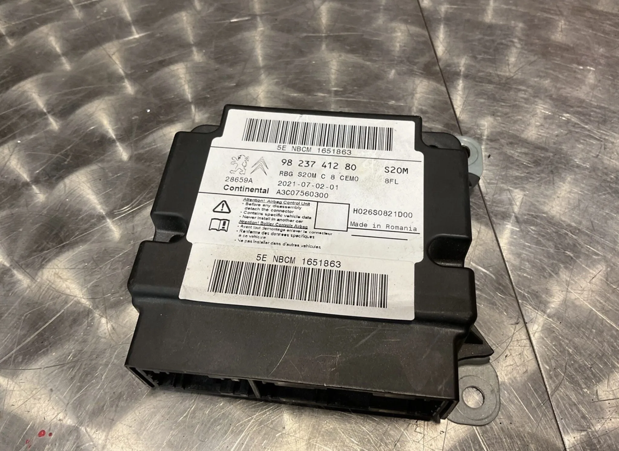 2022 CITROEN DISPATCH AIRBAG KIT SEAT BELTS MODULE 9823741280 - Image 3
