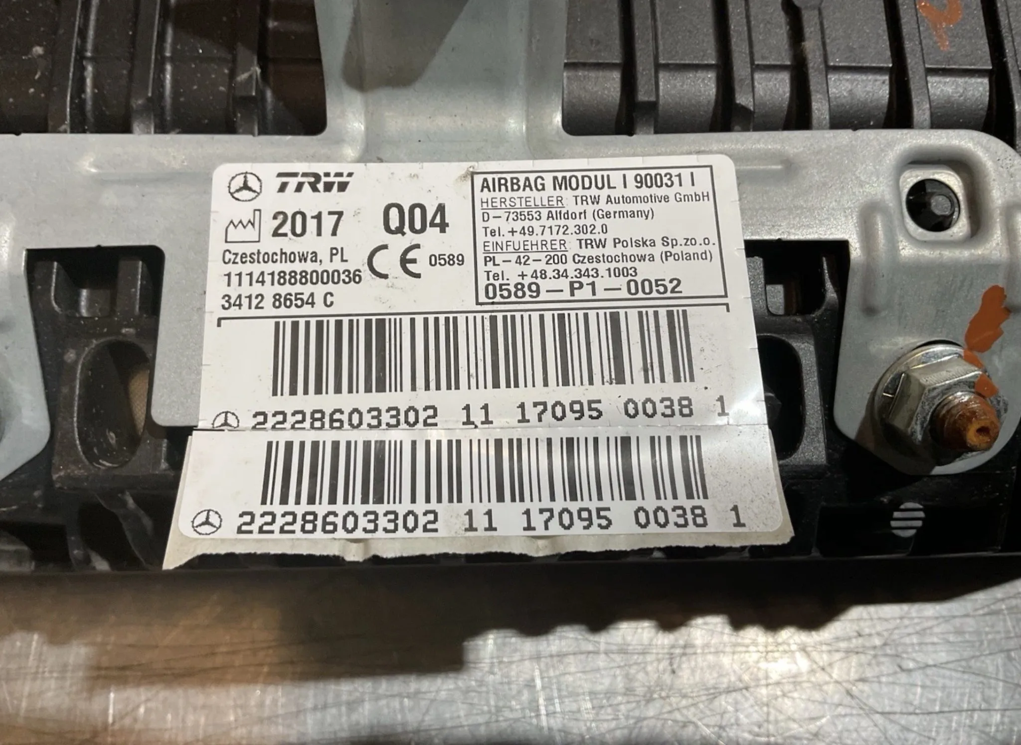 2019 MERCEDES S CLASS W222 DASHBOARD PASSENGER AIRBAG 2228603302 - Image 6